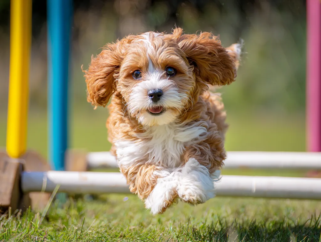 Puppy doing agility training