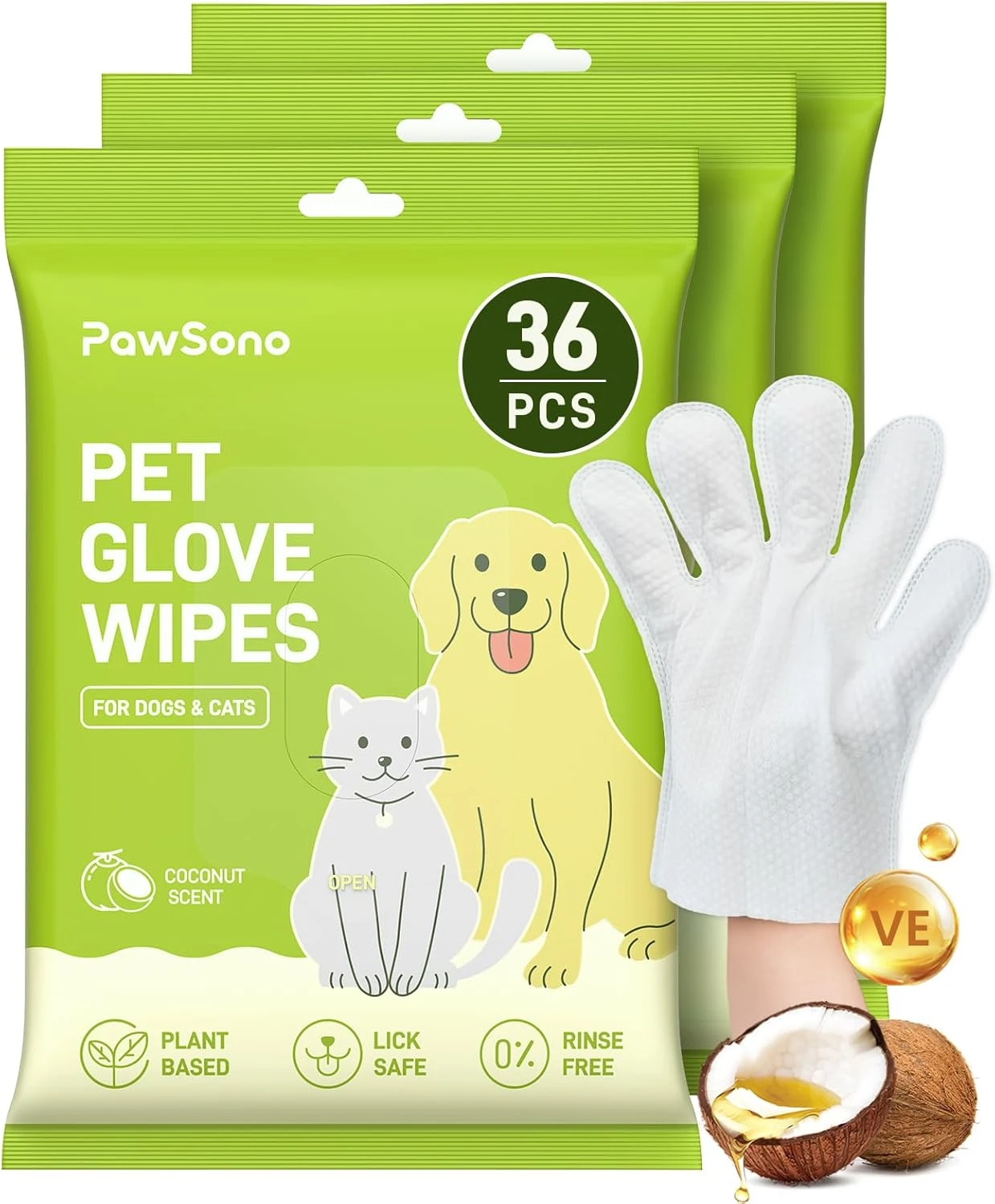 Hypoallergenic Pet Glove Wipes (36 PCS)